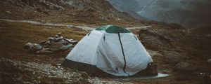 Preview wallpaper camping, rocks, mountains