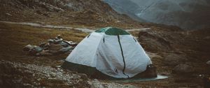 Preview wallpaper camping, rocks, mountains