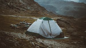 Preview wallpaper camping, rocks, mountains