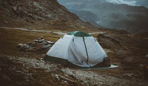 Preview wallpaper camping, rocks, mountains