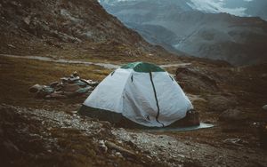 Preview wallpaper camping, rocks, mountains