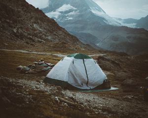 Preview wallpaper camping, rocks, mountains