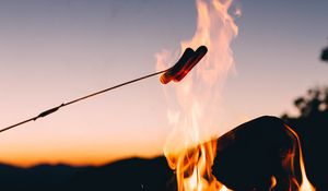 Preview wallpaper camping, sausages, fire, food