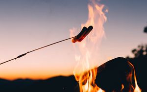 Preview wallpaper camping, sausages, fire, food