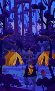 Preview wallpaper camping, tent, forest, art