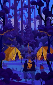 Preview wallpaper camping, tent, forest, art