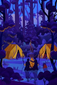 Preview wallpaper camping, tent, forest, art