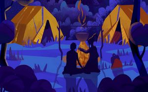 Preview wallpaper camping, tent, forest, art