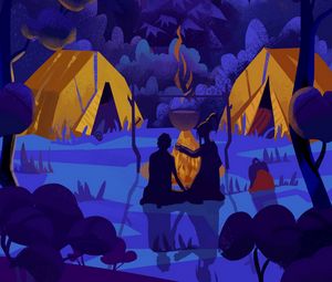 Preview wallpaper camping, tent, forest, art