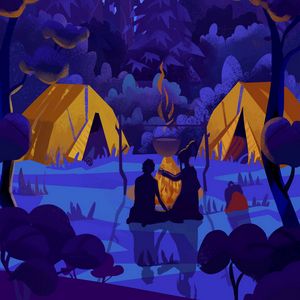 Preview wallpaper camping, tent, forest, art