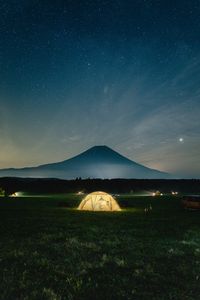 Preview wallpaper camping, tent, mountains, night, glow