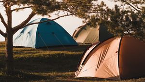 Preview wallpaper camping, tents, trees, rest