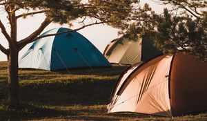 Preview wallpaper camping, tents, trees, rest