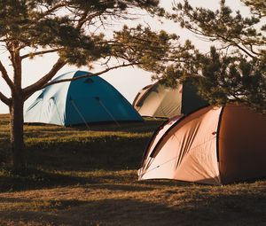 Preview wallpaper camping, tents, trees, rest
