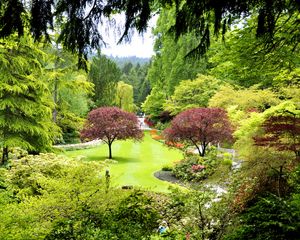 Preview wallpaper canada, butchart gardens, trees, garden