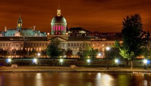 Preview wallpaper canada, montreal, buildings, evening, night, city lights