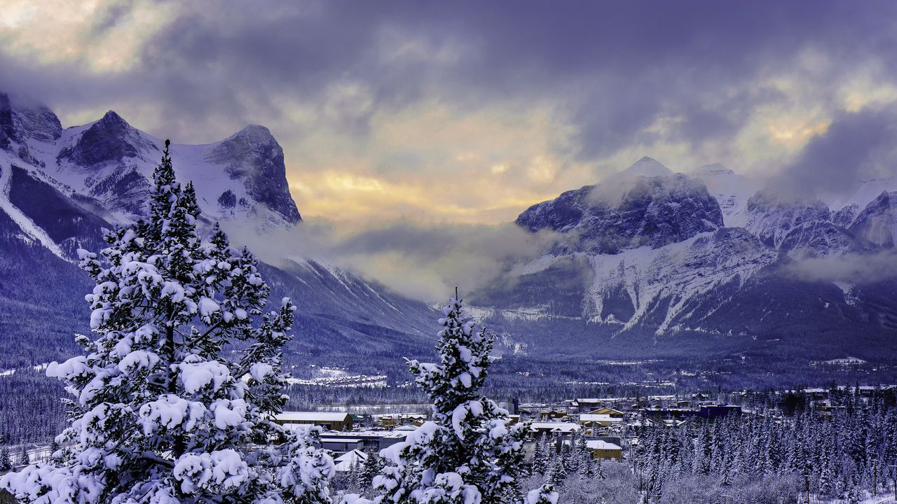 Wallpaper canada, mountain, alberta, banff national park, snow, winter
