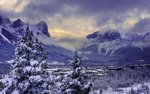 Preview wallpaper canada, mountain, alberta, banff national park, snow, winter