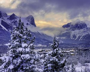 Preview wallpaper canada, mountain, alberta, banff national park, snow, winter