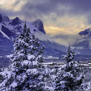 Preview wallpaper canada, mountain, alberta, banff national park, snow, winter