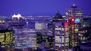 Preview wallpaper canada, night, buildings, skyscrapers, top view