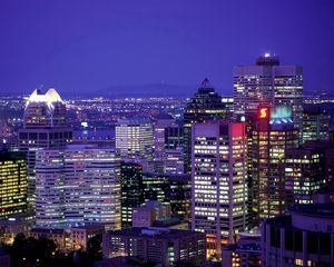 Preview wallpaper canada, night, buildings, skyscrapers, top view