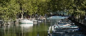 Preview wallpaper canal, boats, trees, bridge