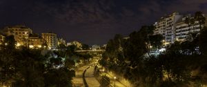 Preview wallpaper canal, bridge, lights, houses, evening