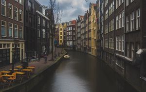Preview wallpaper canal, buildings, architecture, amsterdam, netherlands
