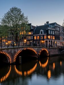 Preview wallpaper canal, buildings, bridge, amsterdam, keizersgracht