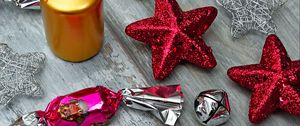 Preview wallpaper candies, beads, candles, christmas, new year, decorations, glitter
