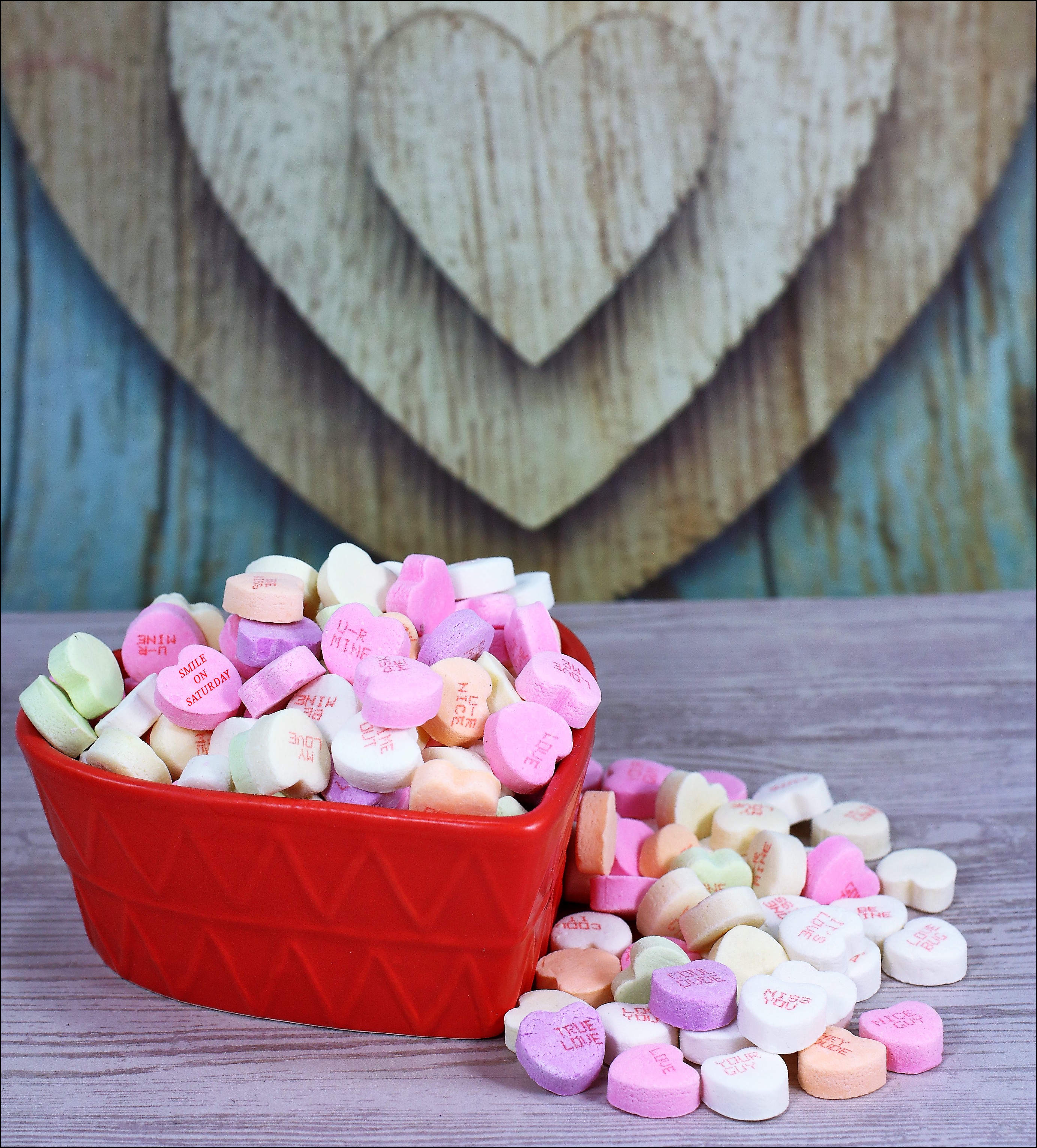 Download wallpaper 2768x3064 candies, hearts, sweets, food hd background