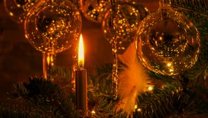 Preview wallpaper candle, ball, decorations, new year, christmas