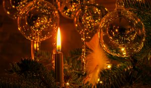 Preview wallpaper candle, ball, decorations, new year, christmas