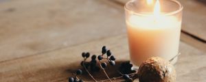 Preview wallpaper candle, berries, fruit, fire