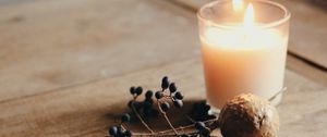 Preview wallpaper candle, berries, fruit, fire