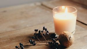 Preview wallpaper candle, berries, fruit, fire