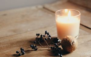 Preview wallpaper candle, berries, fruit, fire