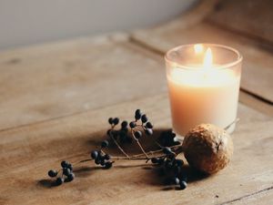 Preview wallpaper candle, berries, fruit, fire