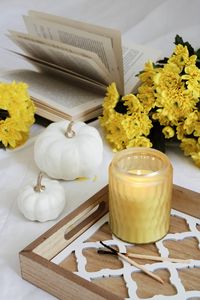 Preview wallpaper candle, book, autumn, flowers