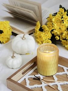 Preview wallpaper candle, book, autumn, flowers