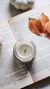 Preview wallpaper candle, book, text, sheet