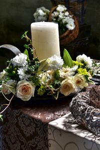 Preview wallpaper candle, bouquet, table, decoration, tableware