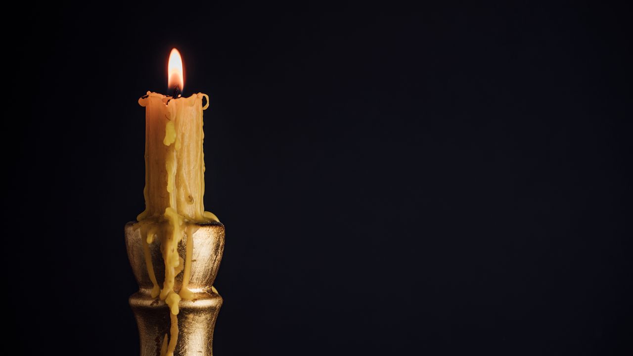 Wallpaper candle, candlestick, fire, dark
