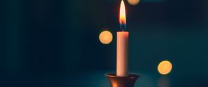 Preview wallpaper candle, candlestick, wax, wick, fire, blur