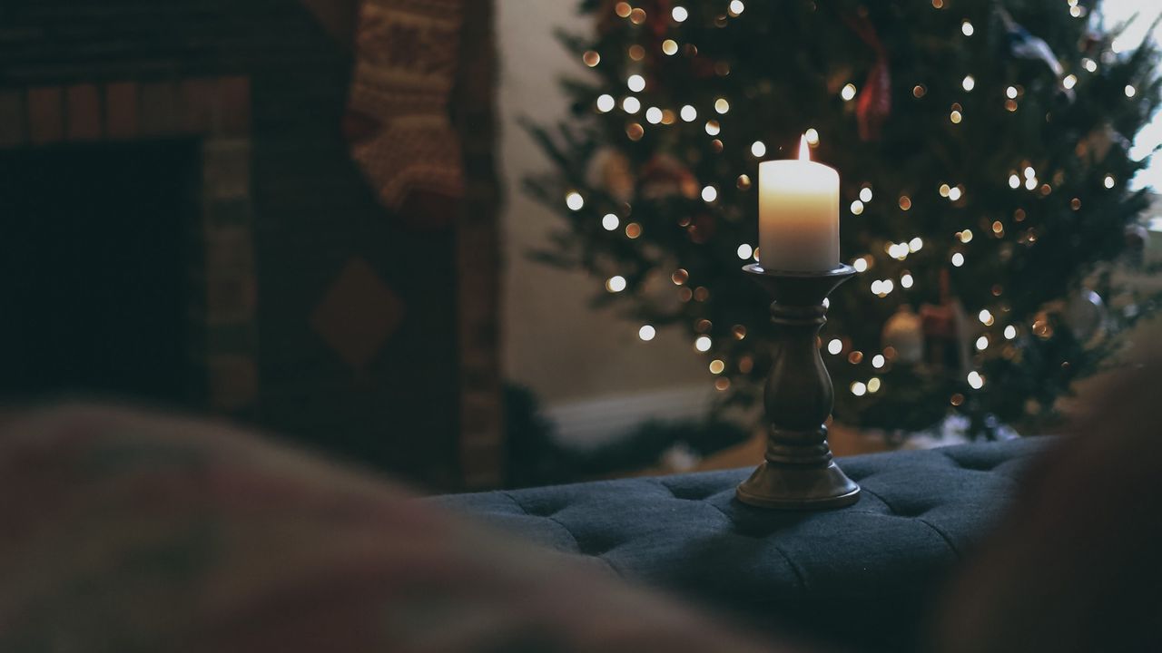 Wallpaper candle, christmas tree, new year, christmas, holidays