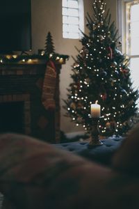 Preview wallpaper candle, christmas tree, new year, christmas, holidays