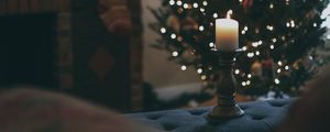 Preview wallpaper candle, christmas tree, new year, christmas, holidays