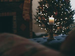 Preview wallpaper candle, christmas tree, new year, christmas, holidays