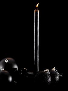 Preview wallpaper candle, decorations, balls, holiday, black